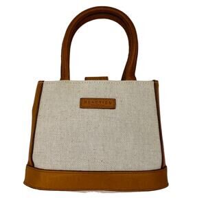 Reaction Kenneth Cole Mini Purse Beige Canvas Leather Trim
